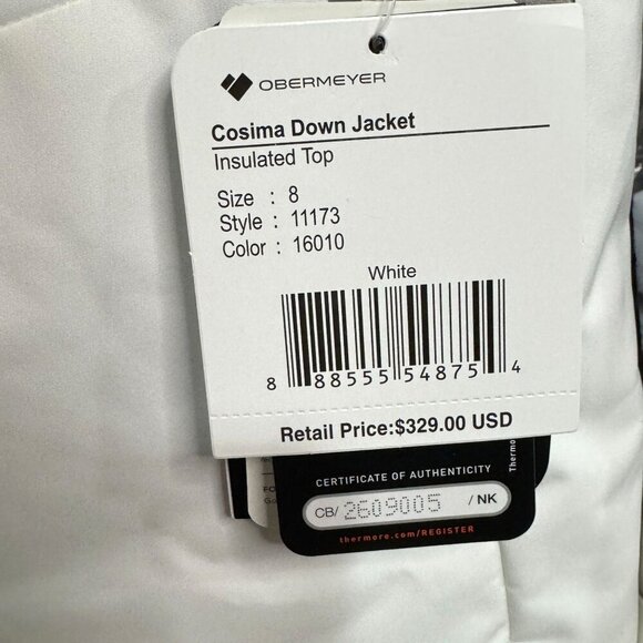 Obermeyer Womens Standard Cosima Down Jacket, White, 8 NWT MSRP $329 - Picture 4 of 12